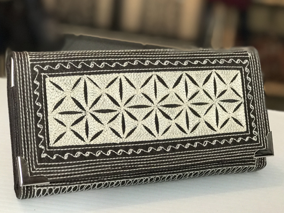 uang large fold handmade wallet dark brown cream